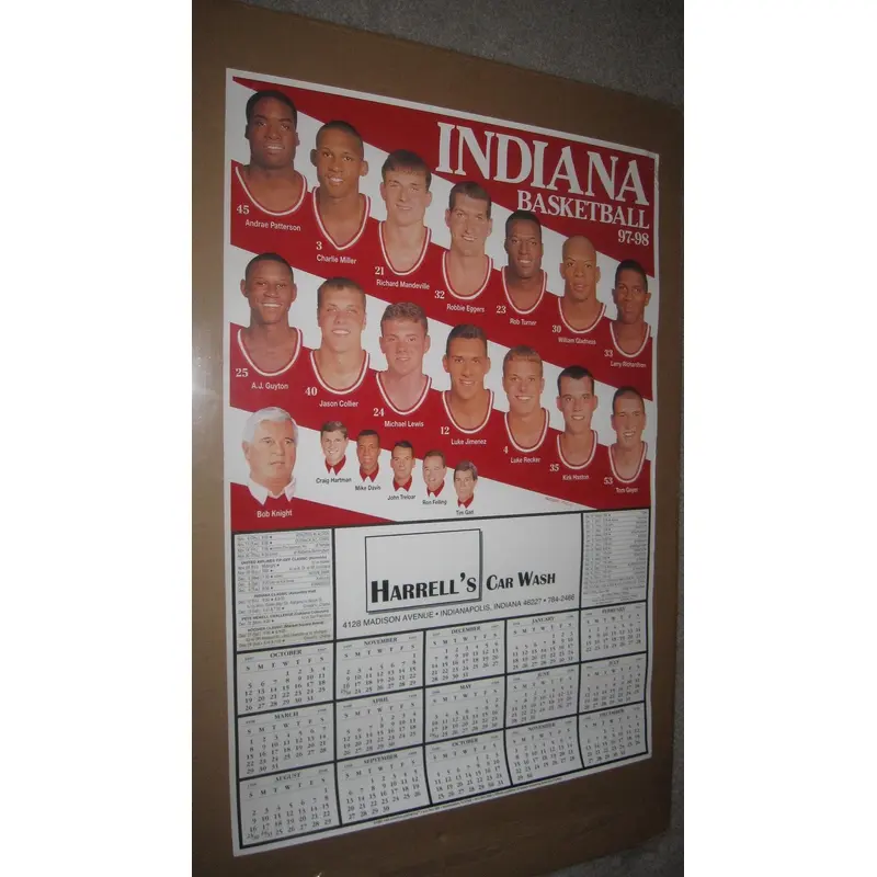 1997-98 Indiana University Basketball Schedule Poster 19x28