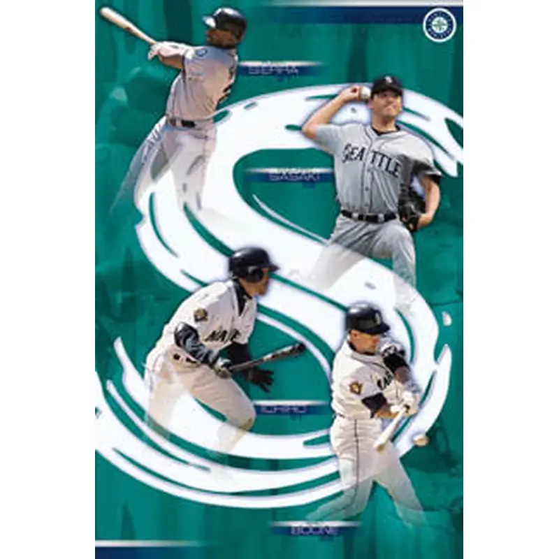 Seattle Mariners "Big Four" Poster (Ichiro, Sasaki, Boone, Sierra) - Costacos 2002