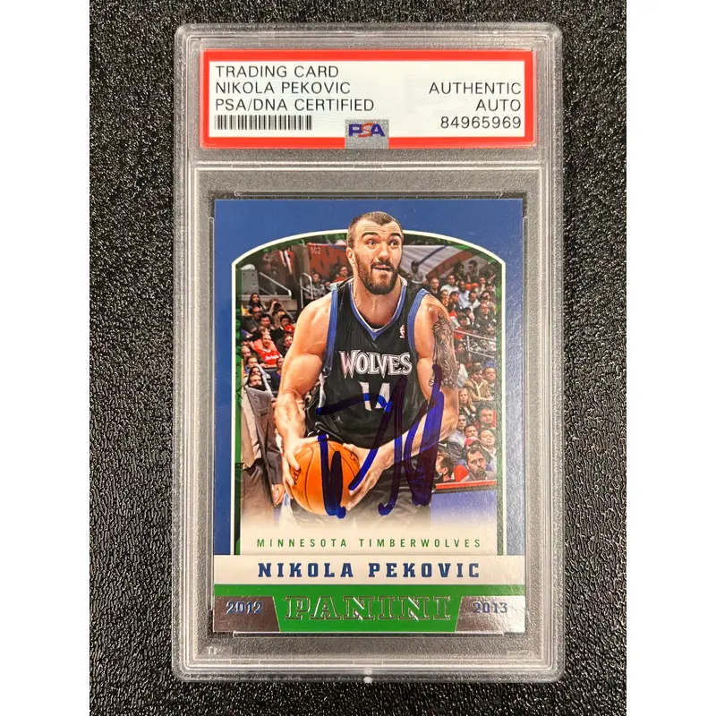 2012-13 Panini #130 Nikola Pekovic Signed Card AUTO PSA Slabbed Timberwolves