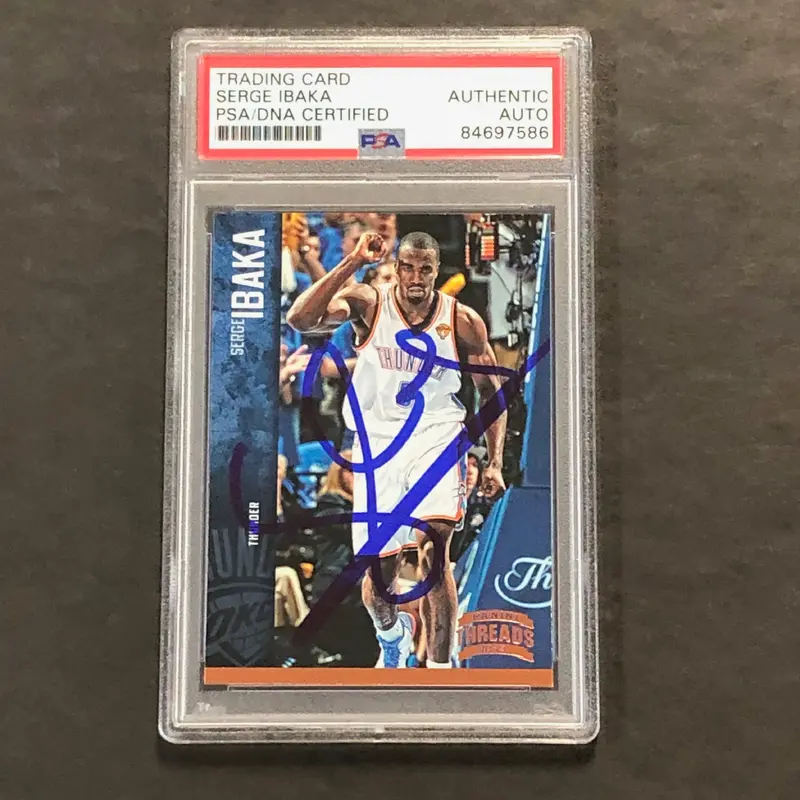 2012-13 Panini Threads #101 Serge Ibaka Signed Card PSA Slabbed Magic