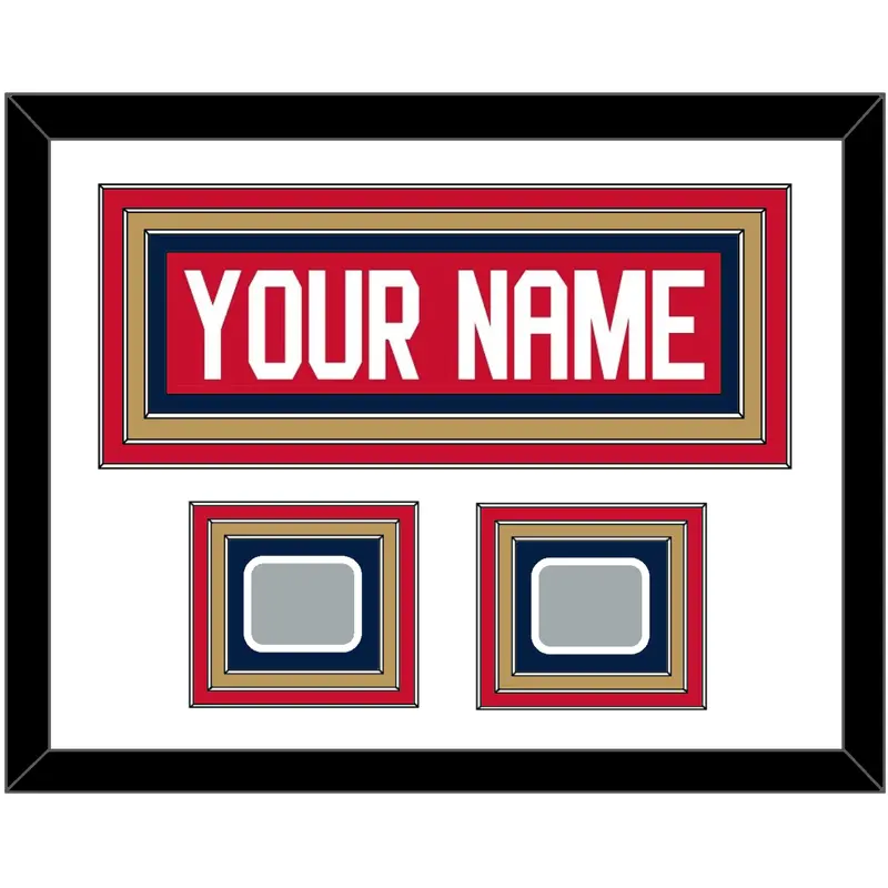 Florida Nameplate & 2 Stanley Cup Champions Patches - Home Red - Triple Mat 1