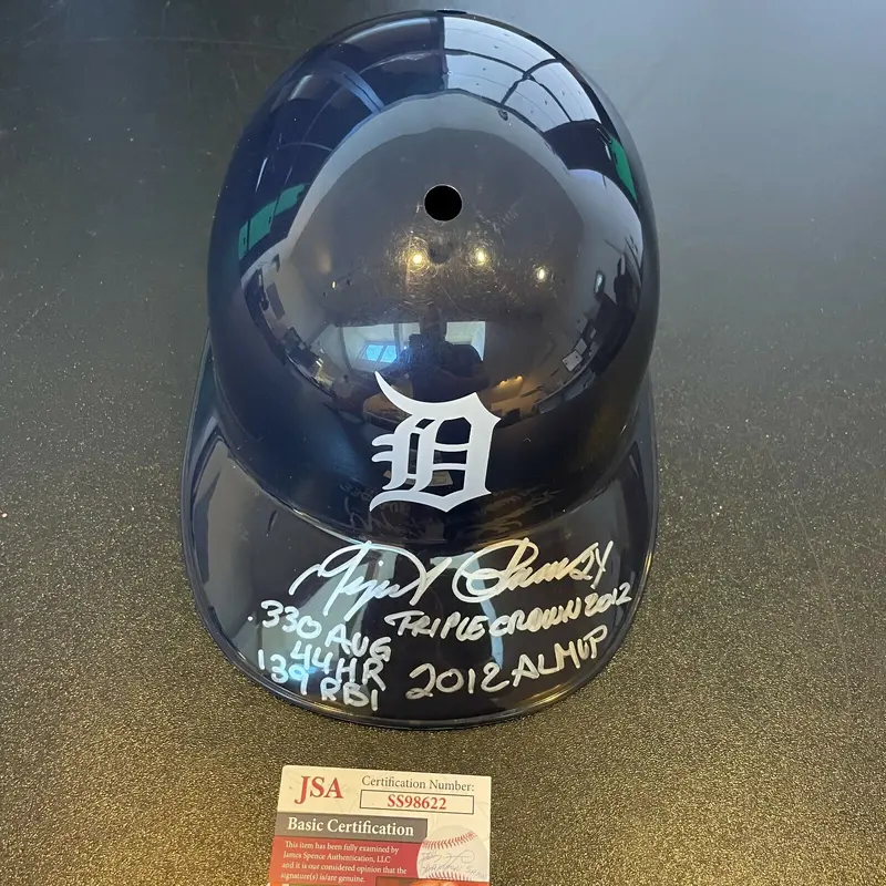 Miguel Cabrera 2012 Triple Crown Signed Heavily Inscribed Tigers Helmet JSA COA