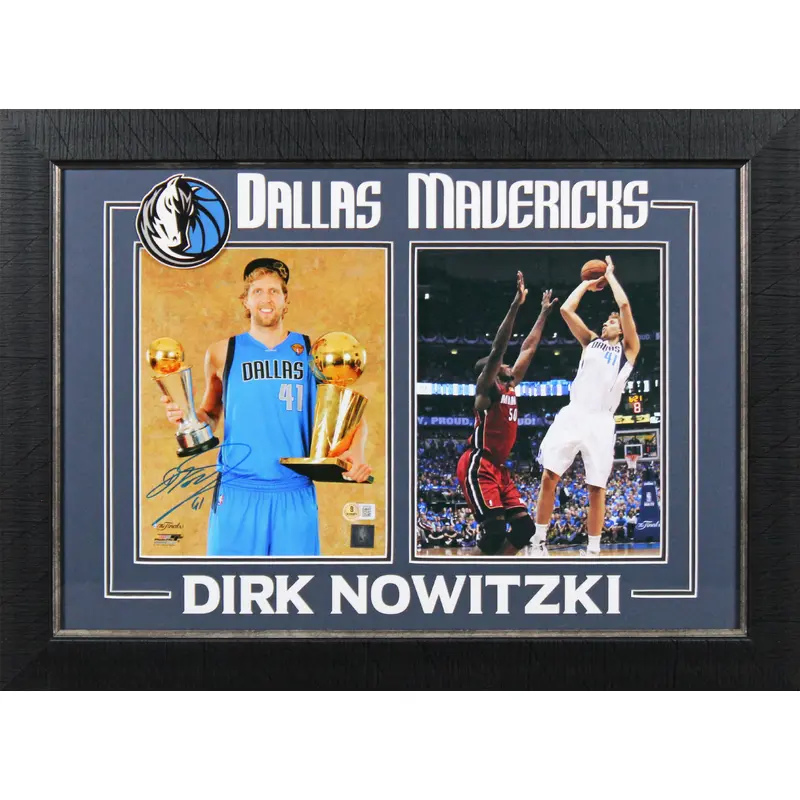 Mavericks Dirk Nowitzki Authentic Signed 8x10 Framed Photo BAS #BP50706