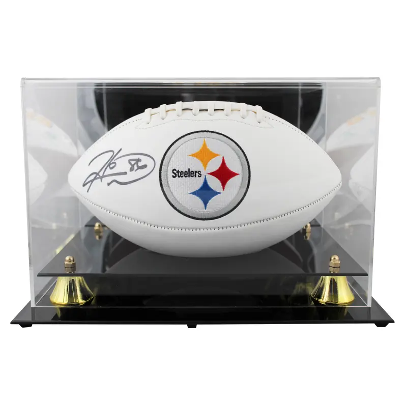 Steelers Hines Ward Signed White Panel Logo Football W/ Case BAS Witnessed