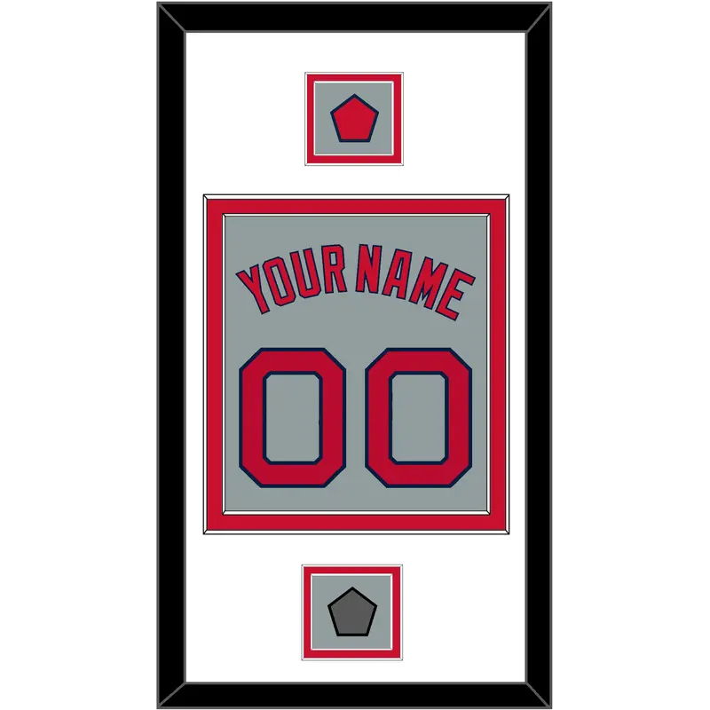 Boston Name, Number, Logo Patch & World Series Jersey Patch - Road Gray - Double Mat 1