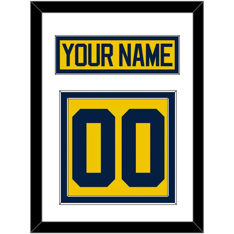 Michigan Hockey Nameplate & Number (Back) - Alternate Maize - Double Mat 1