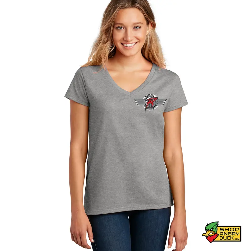 Akron Racers Circle logo Ladies V-Neck T-Shirt