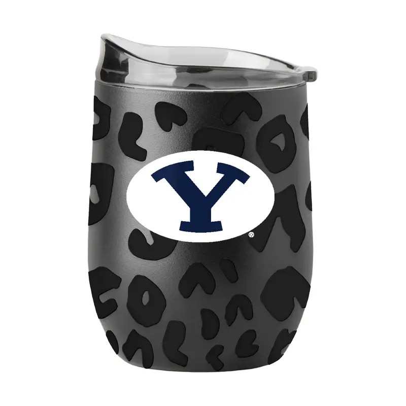 BYU Leopard 16oz Black Powdercoat Curved Beverage