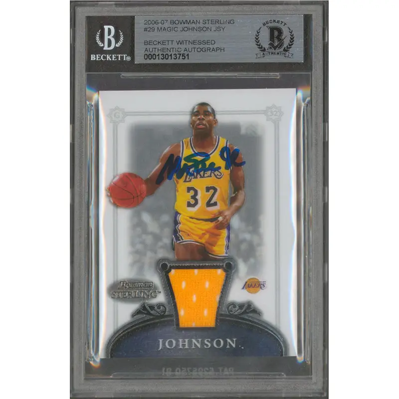 Lakers Magic Johnson Signed 2006 Bowman Sterling #29 Card Auto 10! BAS Slabbed