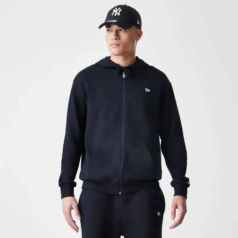 New Era Premium Essential Black Oversized Full Zip Hoodie