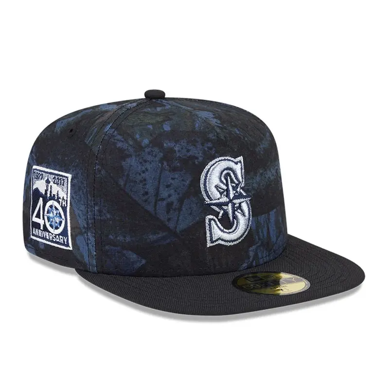 Seattle Mariners MLB Ripstop Real Tree Camo Navy 59FIFTY A-Frame Fitted Cap