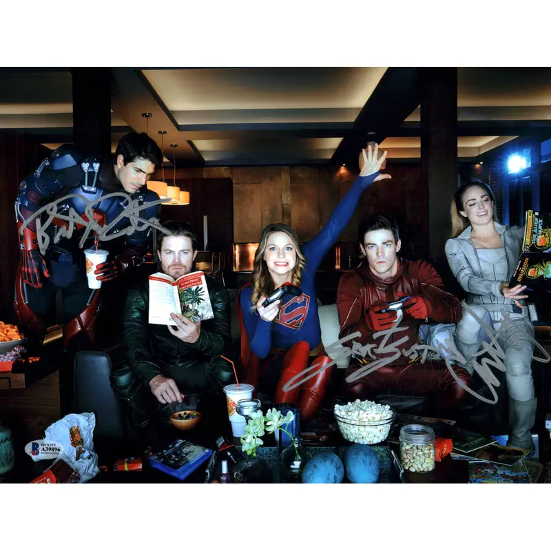 CW DC Stars (3) Gustin, Routh, Lotz Authentic Signed 11x14 Photo BAS #A39896
