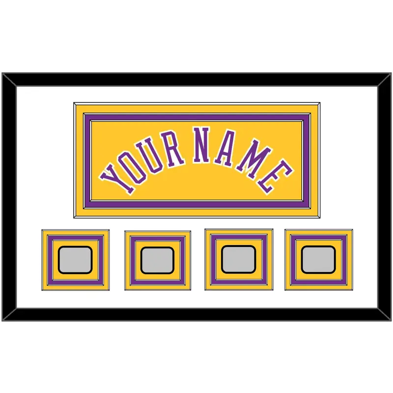 Los Angeles Name & 4 Trophy Patches - Home Yellow (1978-1997) - Triple Mat 1