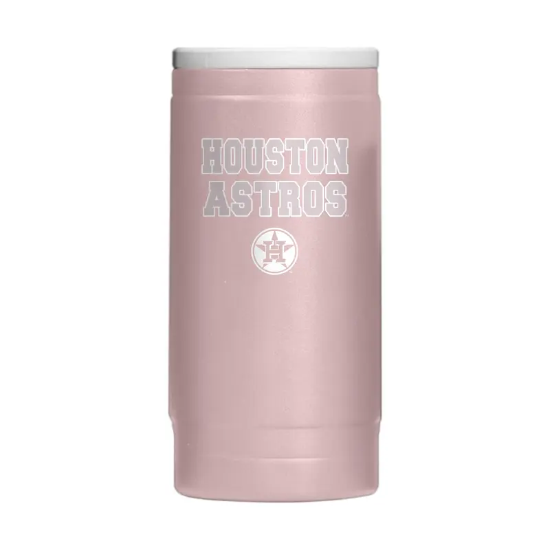 Houston Astros Stencil Powder Coat Slim Can Coolie