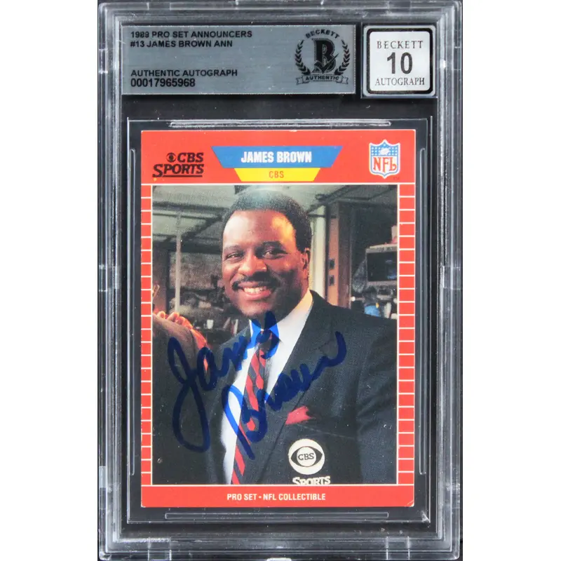 James Brown Signed 1989 Pro Set Announcers #13 Card Auto Graded 10! BAS Slabbed