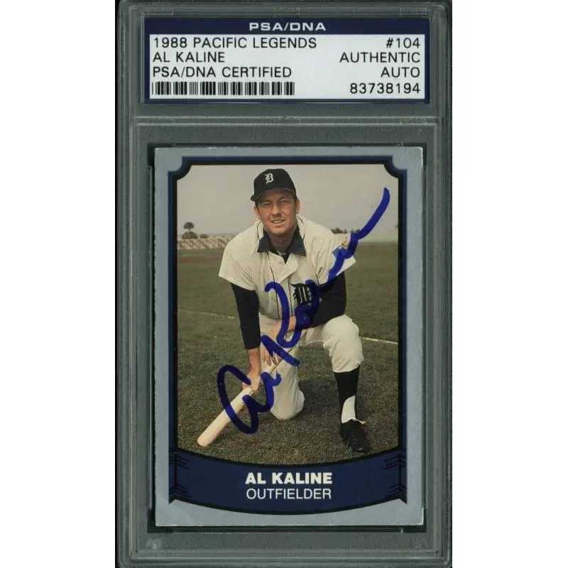 Tigers Al Kaline Authentic Signed Card 1988 Pacific Legends #104 PSA Slabbed 1