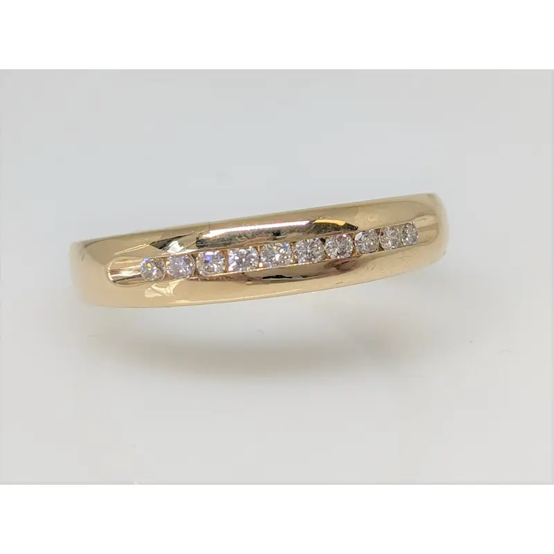14K .30 CARAT TOTAL WEIGHT SI2 H-I DIAMOND ROUND (10) CHANNEL SET ESTATE BAND 5 GRAMS