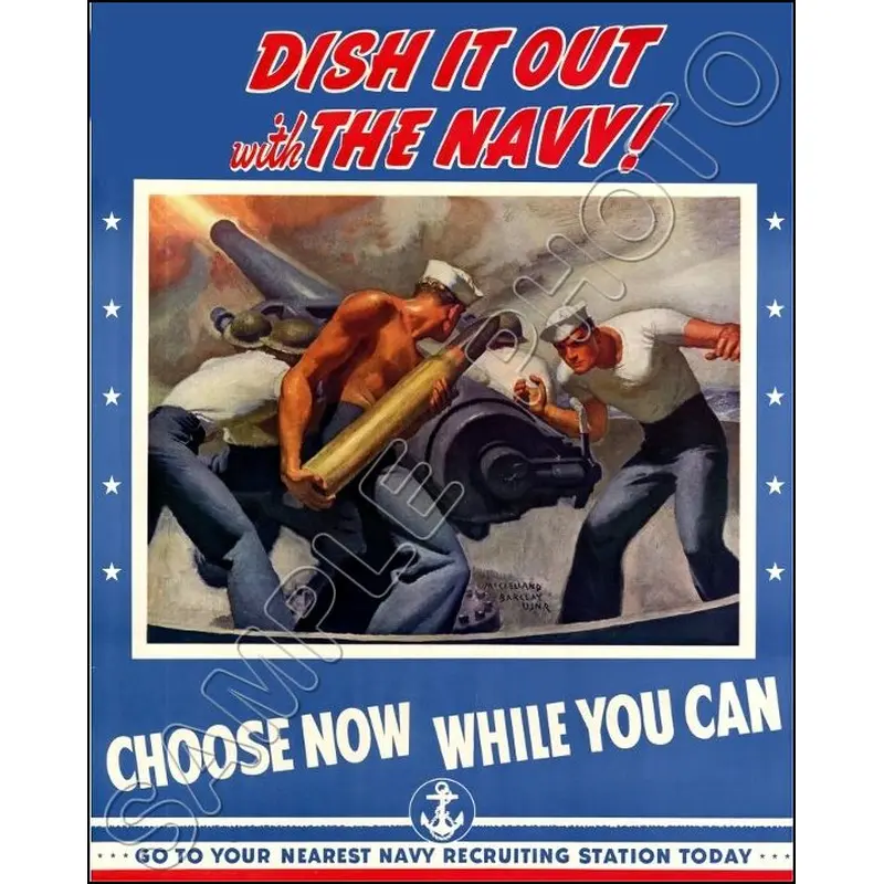 1942 WWII Poster Photo 8X10 Photo - Dish It Out Navy - 3091