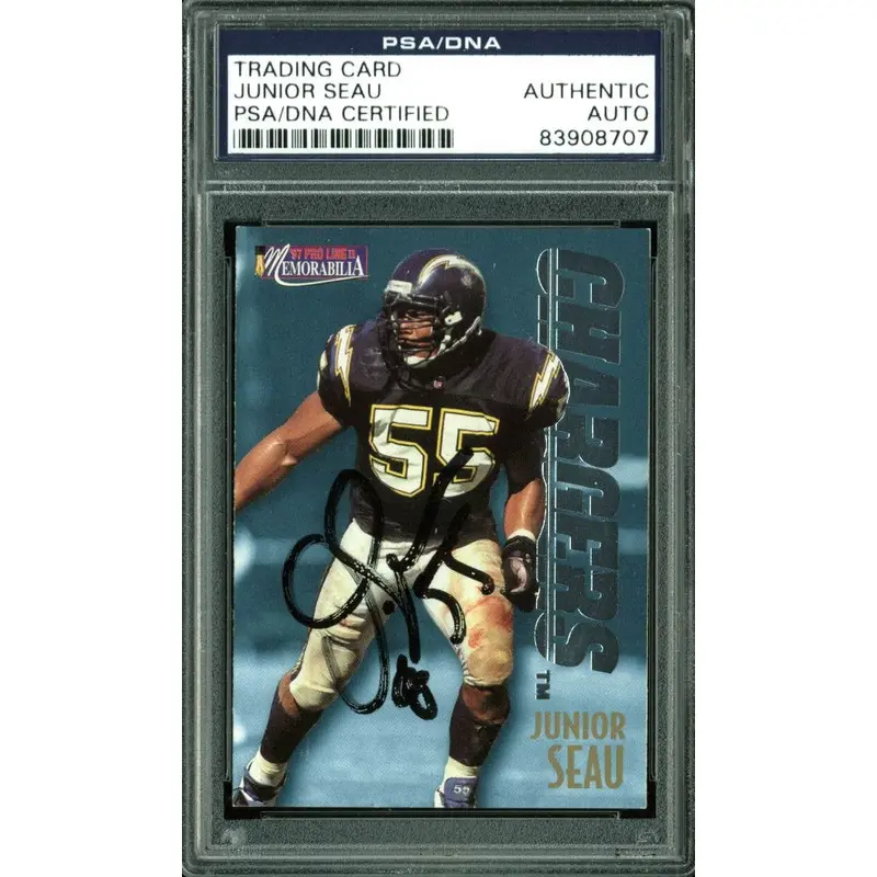 Chargers Junior Seau Authentic Signed Card 1997 Pro Line #MEM41 PSA/DNA Slabbed