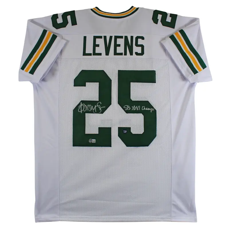 Dorsey Levens SB XXXI Champs Authentic Signed White Pro Style Jersey BAS Witness