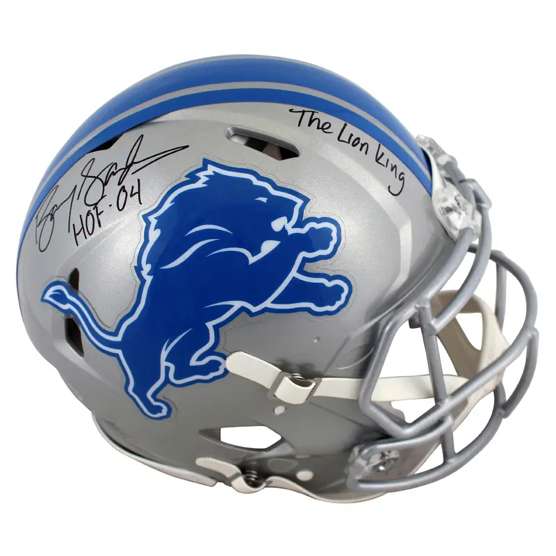 Lions Barry Sanders "2x Insc" Signed Full Size Speed Proline Helmet BAS
