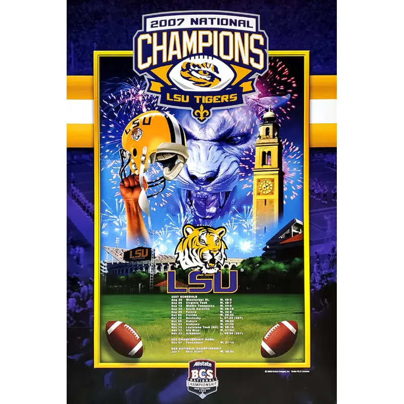 LSU Tigers Football 2007 National Champions Commemorative Poster - Action Images Inc.