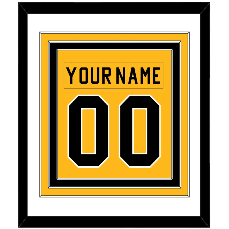 Pittsburgh Nameplate & Number (Back) Combined - Alternate Gold (1981-1983) - Triple Mat 1