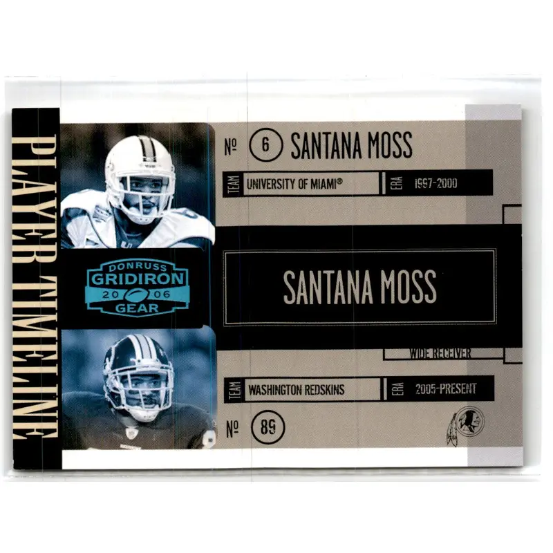 2006 Donruss Gridiron Gear Player Timeline Platinum Santana Moss #PT-7 03/25