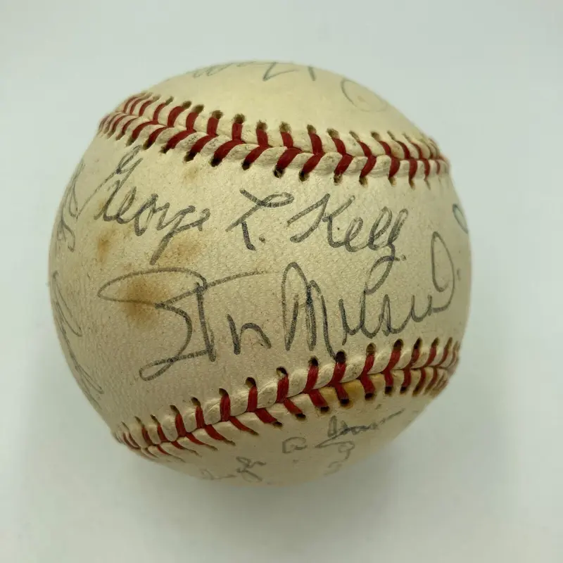 Rube Marquard George Kelly Stan Coveleski HOF Multi Signed Baseball JSA COA