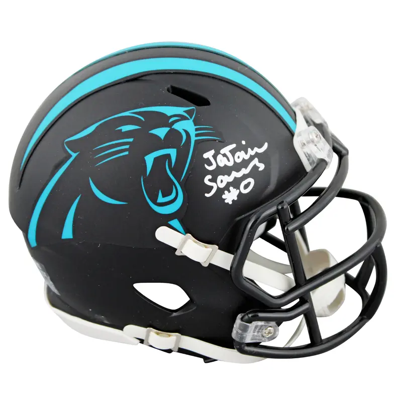 Panthers Ja'Tavion Sanders Signed 2022 On-Field Alt Speed Mini Helmet BAS Wit