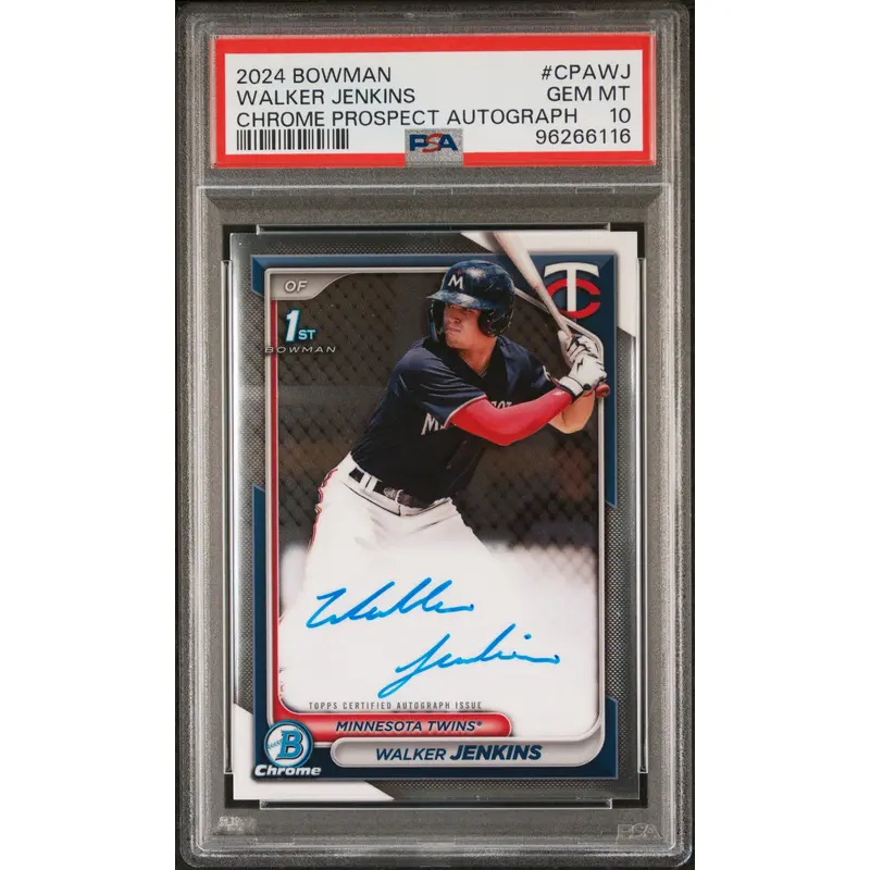 Walker Jenkins 2024 Bowman Chrome Auto PSA 10 Gem Mint