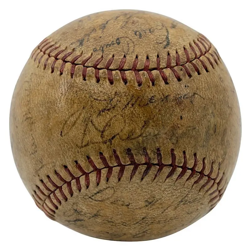 Lou Gehrig 1937 New York Yankees World Series Champs Team Signed Baseball JSA