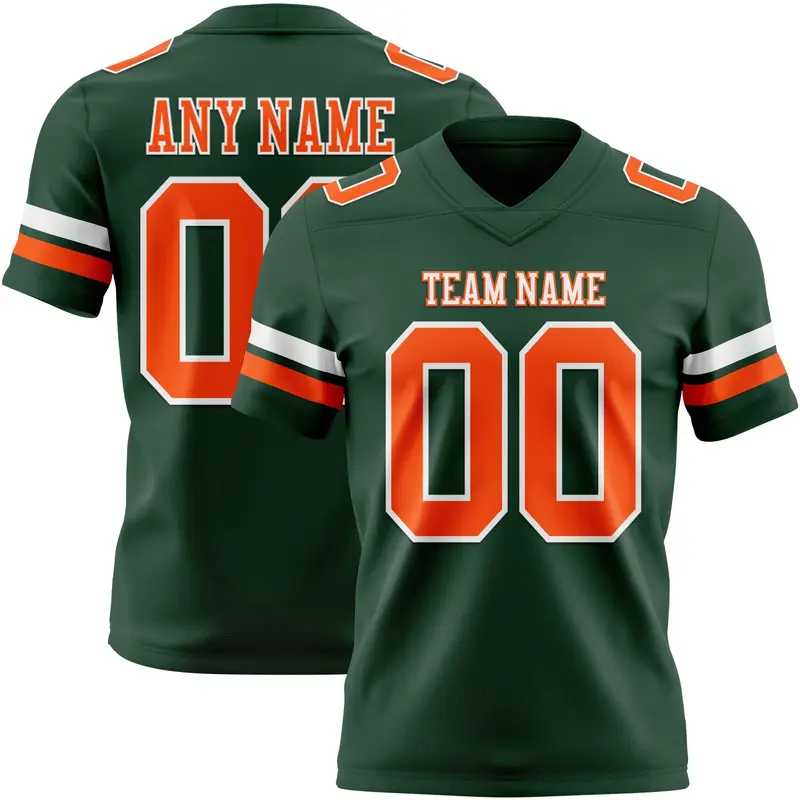 Custom Green Orange-White Mesh Authentic Football Jersey