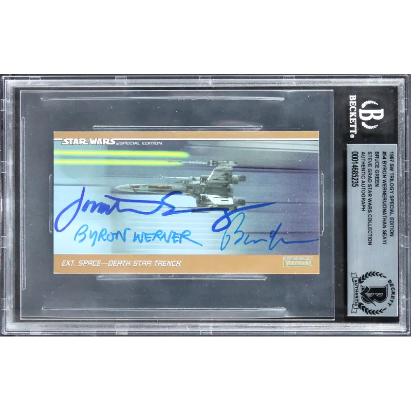Star Wars (3) Werner, Green +1 Signed 1997 SW Trilogy SE #54 Card BAS Slabbed