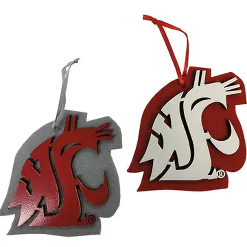 Santas Workshop WSU Logo Ornaments 2.5" 2 pack