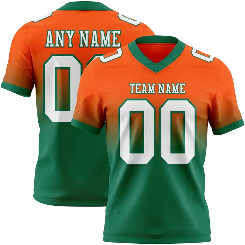 Custom Orange White-Kelly Green Mesh Authentic Fade Fashion Football Jersey