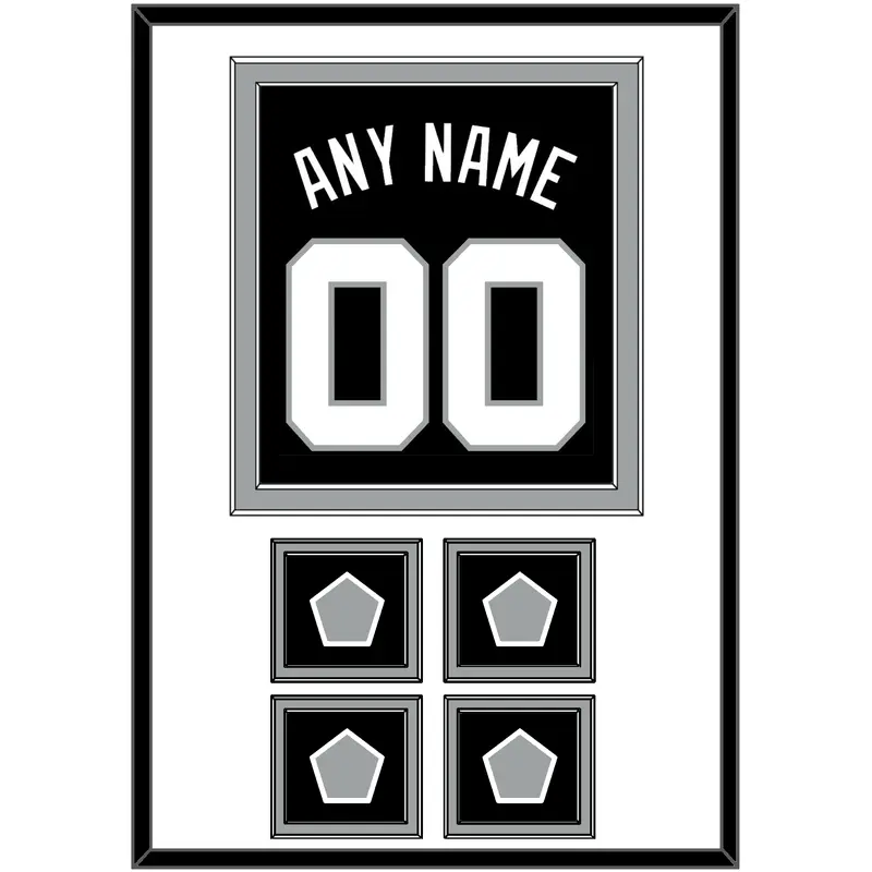 San Antonio Name & Numbers With 4 Finals Patches - Road Black (1989-2002) - Double Mat 1