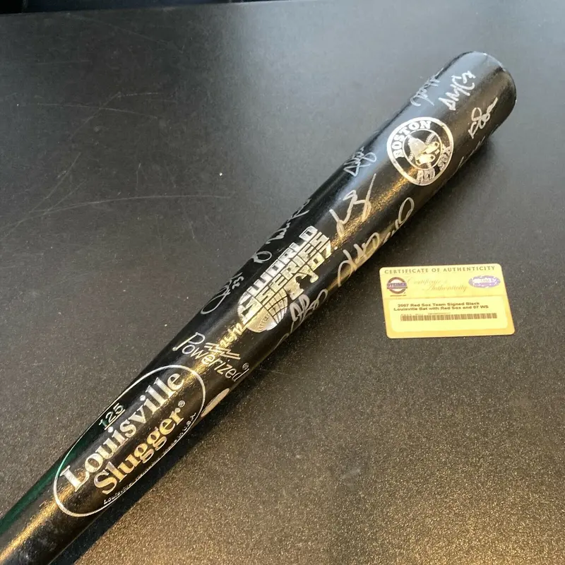 2007 Boston Red Sox World Series Champs Team Signed Bat With Steiner COA