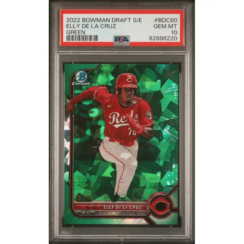 Elly de la Cruz 2022 Bowman Draft Sapphire Green #10/50 PSA 10 Gem Mint