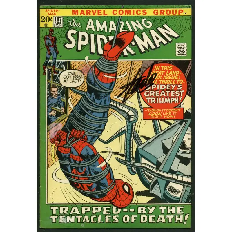 Stan Lee Signed Amazing Spider-Man #107 Comic Book Spider Slayer PSA/DNA #W18713