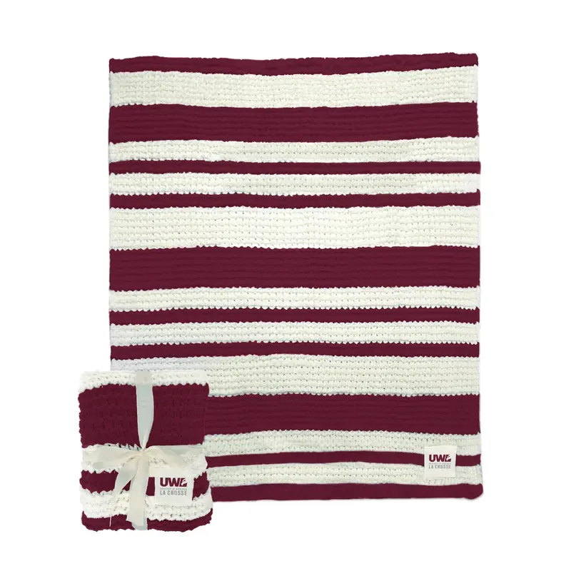 Wisconsin La Crosse Cable Knit Throw 50x60