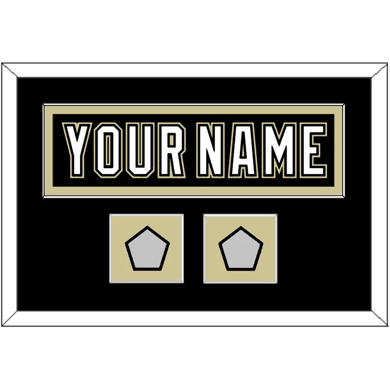 Pittsburgh Nameplate & 2 Stanley Cup Finals Patches - Home Black (2007-2016) - Single Mat 2