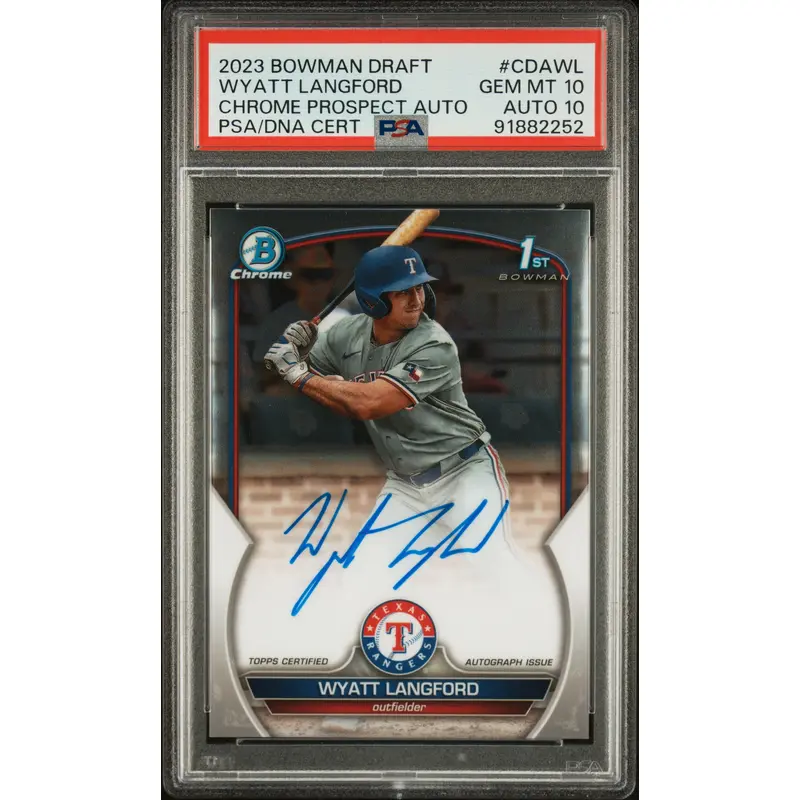 Wyatt Langford 2023 Bowman Draft Auto PSA 10 Auto 10
