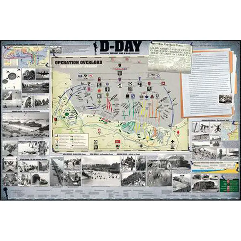 D-Day WWII Normandy Invasion Military History Wall Chart Poster - Eurographics Inc.