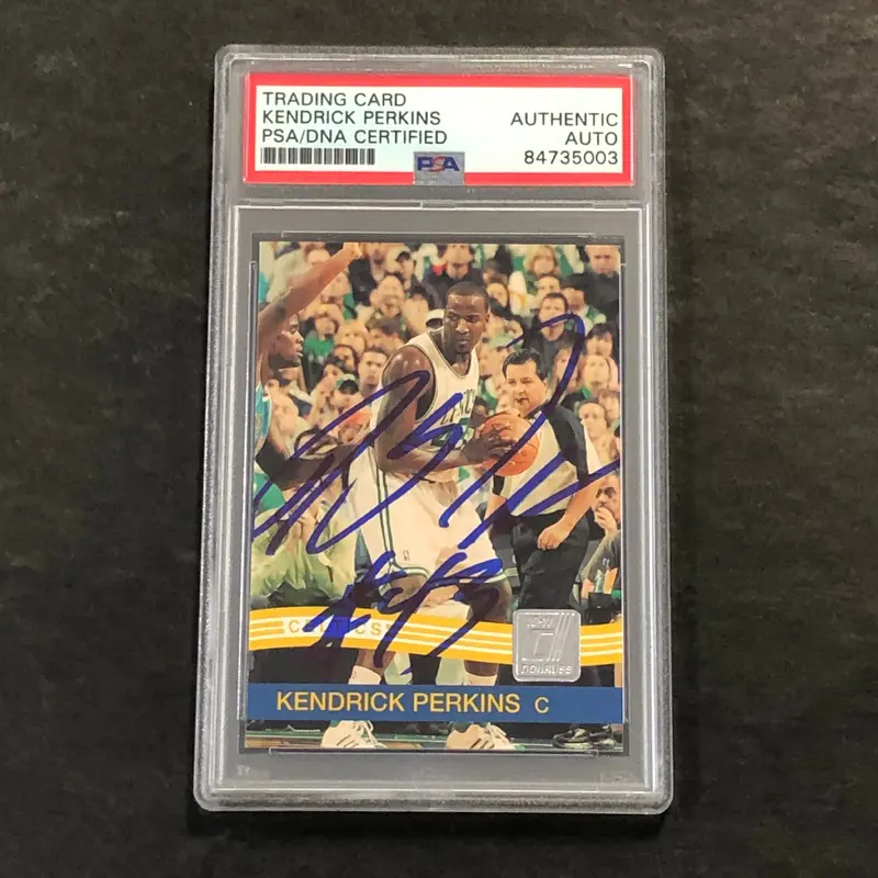 2010-11 Panini Donruss #6 Kendrick Perkins Signed Card AUTO PSA/DNA Slabbed Thunder