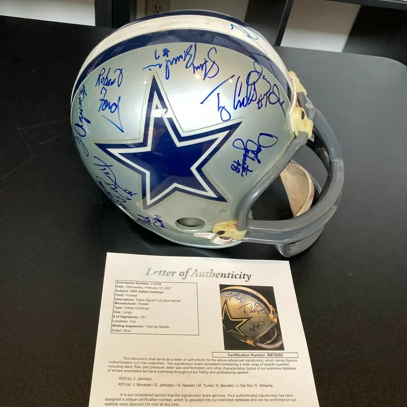 1991 Dallas Cowboys Team Signed Full Size Riddell Helmet With JSA  COA