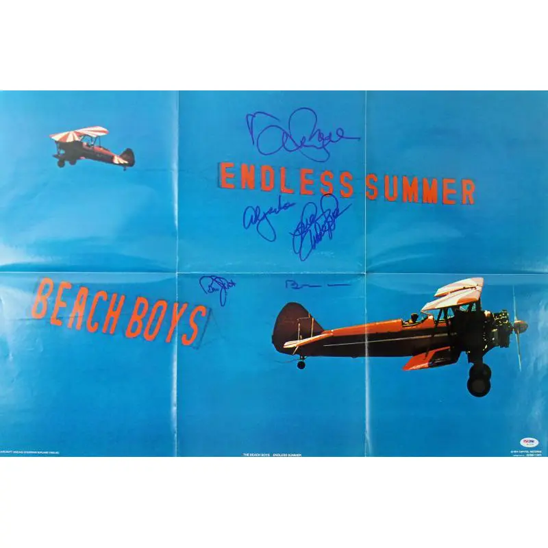 Beach Boys (5) Brian Wilson, Jardine, Love +2 Signed 20X30 Poster PSA #W00436