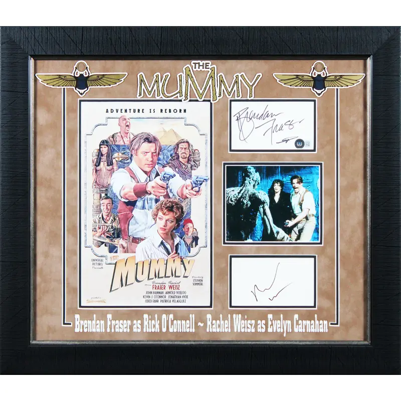 Rachel Wiesz & Brendan Frasier The Mummy Signed Framed Display BAS #BL98242