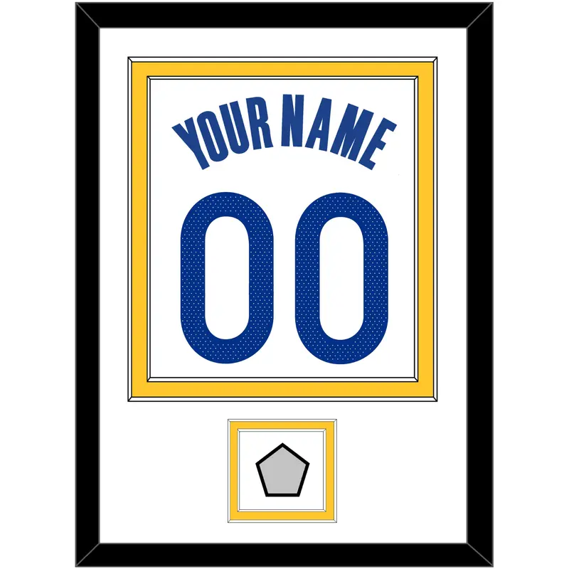 Golden State Name & Number With Champions Patch - White Association - Double Mat 1