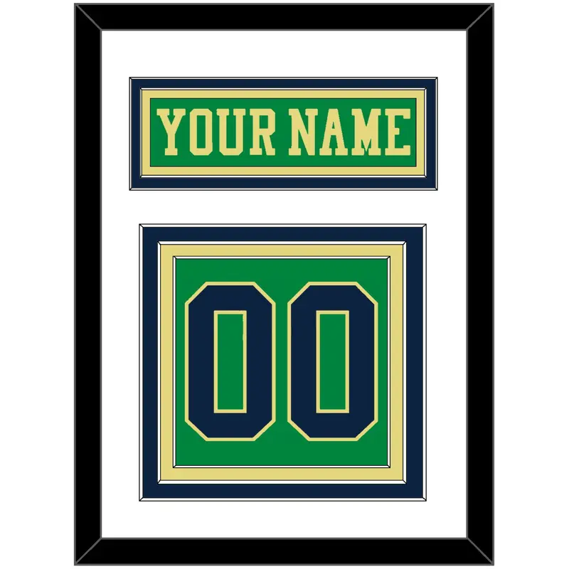 Notre Dame Hockey Nameplate & Number (Back) - Alternate Green (2015) - Triple Mat 1